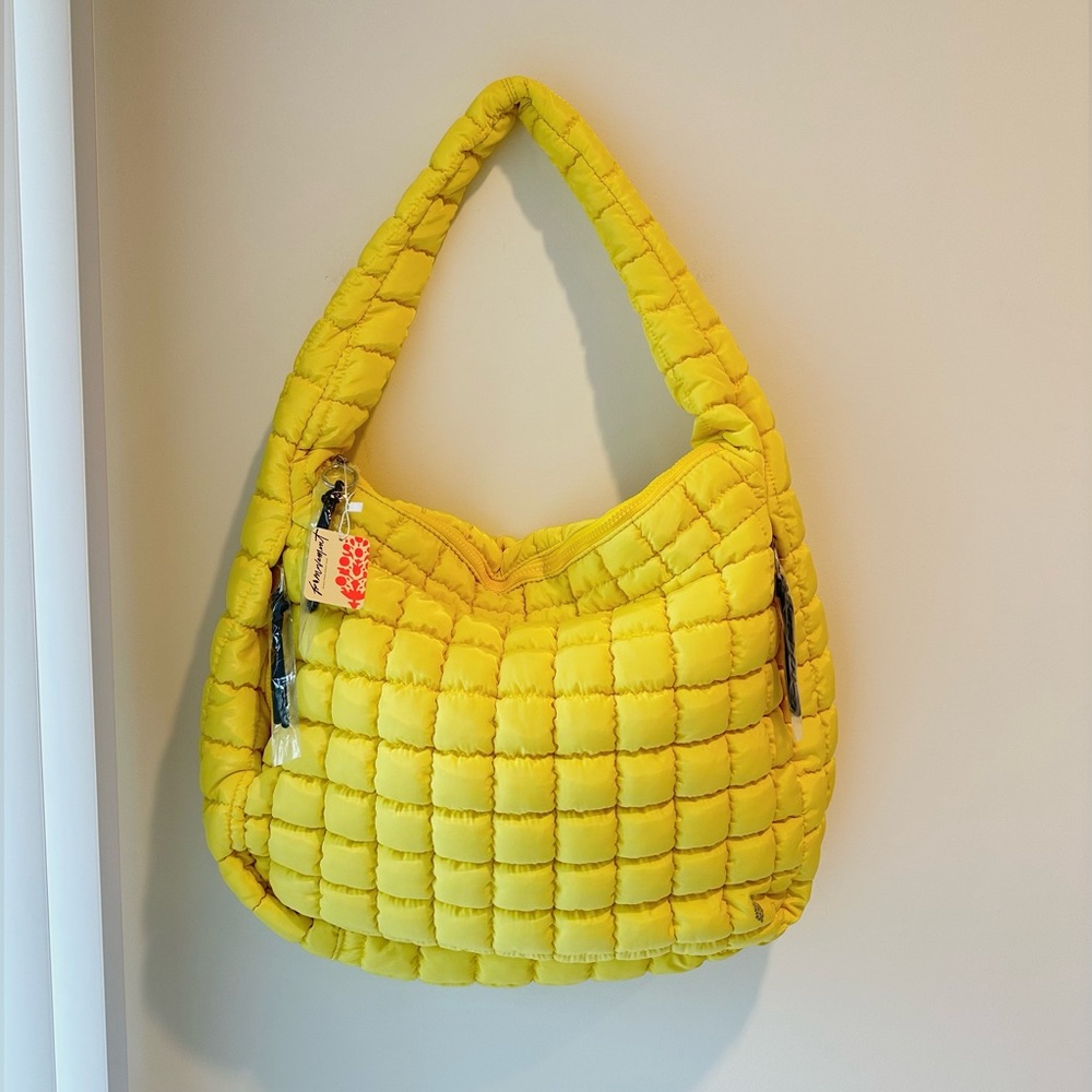 Free People FP Movement Quilted Carryall Lemon Zest Yellow - Picture 5 of 7